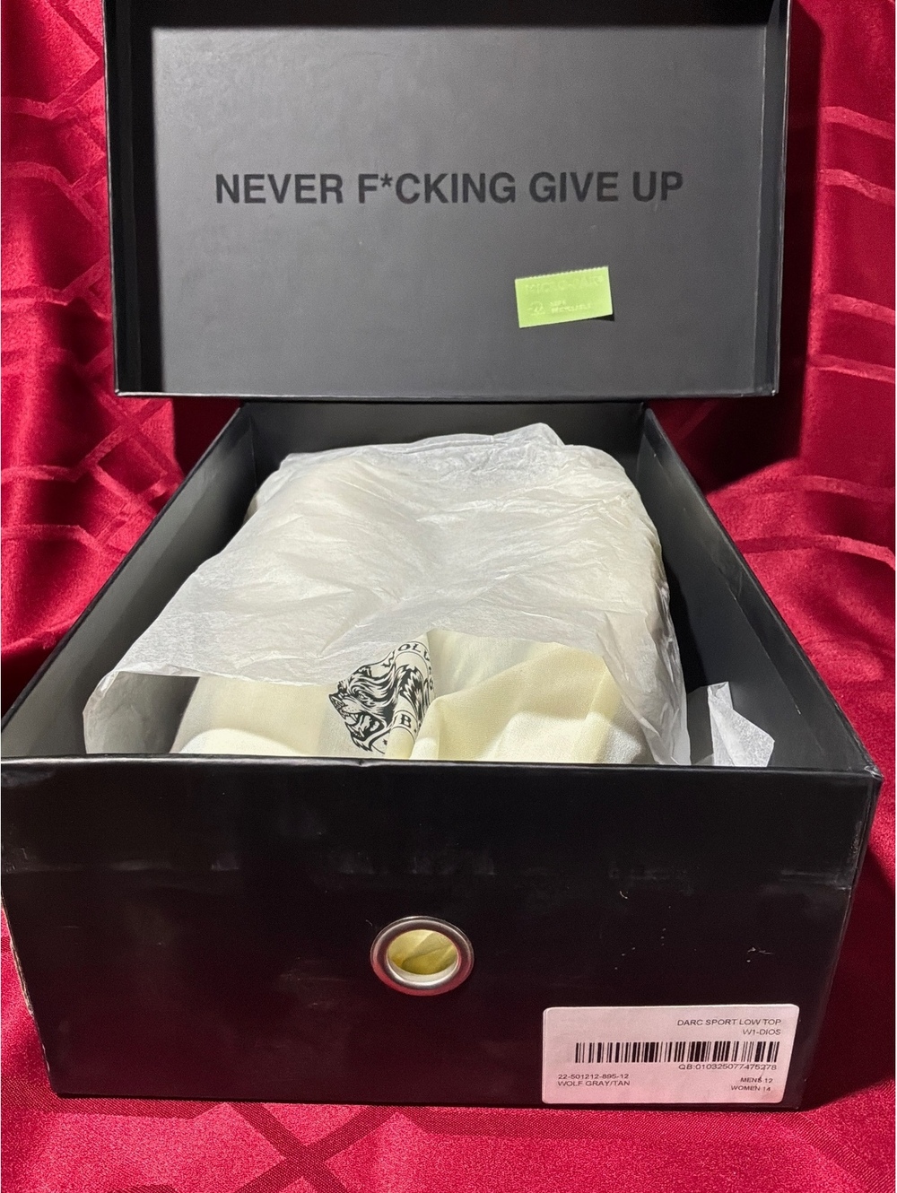 Never F*cking Give Up Men's Black Canvas Sneakers with Wolf Design